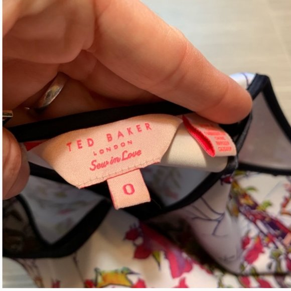 ted baker bloomze flowered lattice skater dress size 0 nwot - Picture 12 of 14